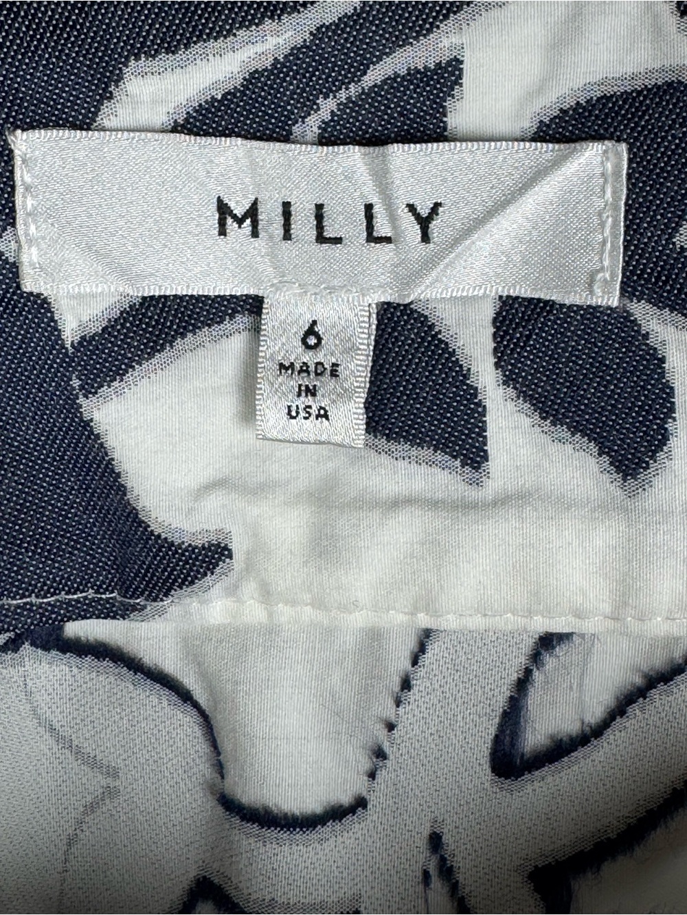 Milly Navy White Floral Cotton Midi Circle Skirt Tie Waist Pockets 6 - Picture 11 of 13